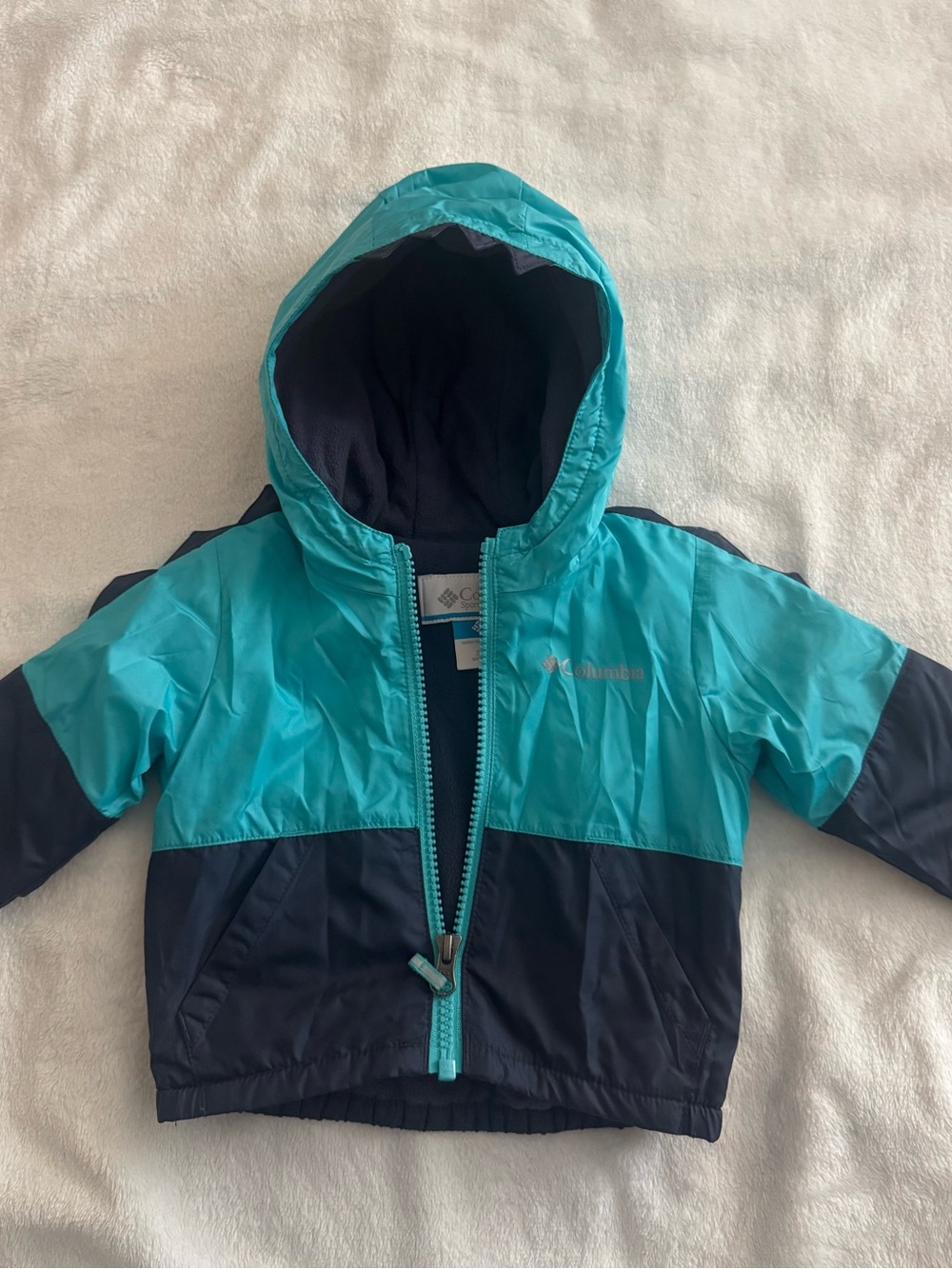 Columbia Kids Teal & Navy Hooded Rain Jacket